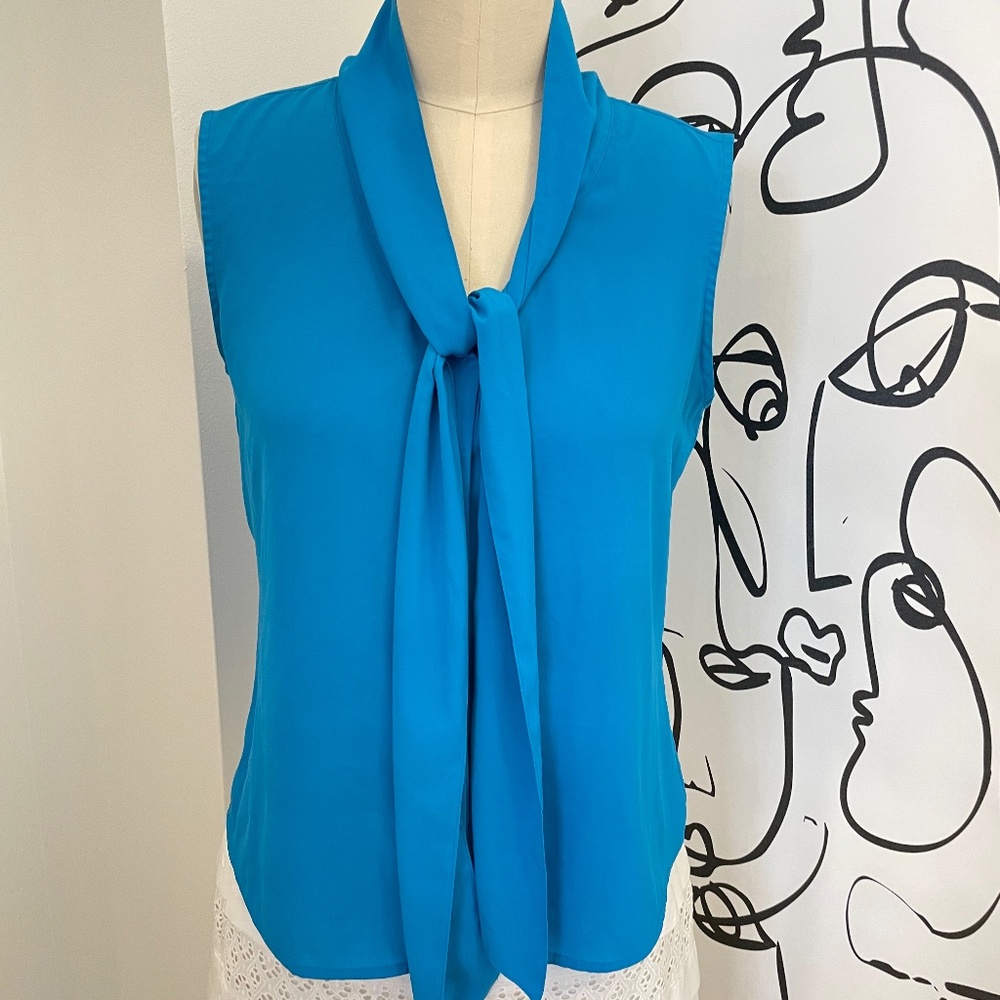 Calvin Klein Sleeveless Blouse with Neck Tie